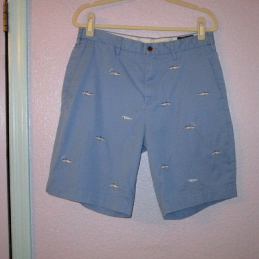Polo Ralph Lauren Shorts Mens 32 Blue Stretch Classic Fit Embroidered Sharks EUC